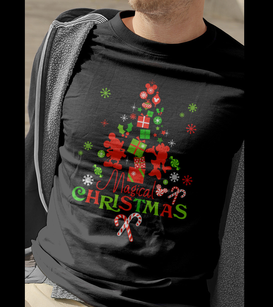 Magical Christmas Tree With Gifts And Candy Canes T-Shirt
