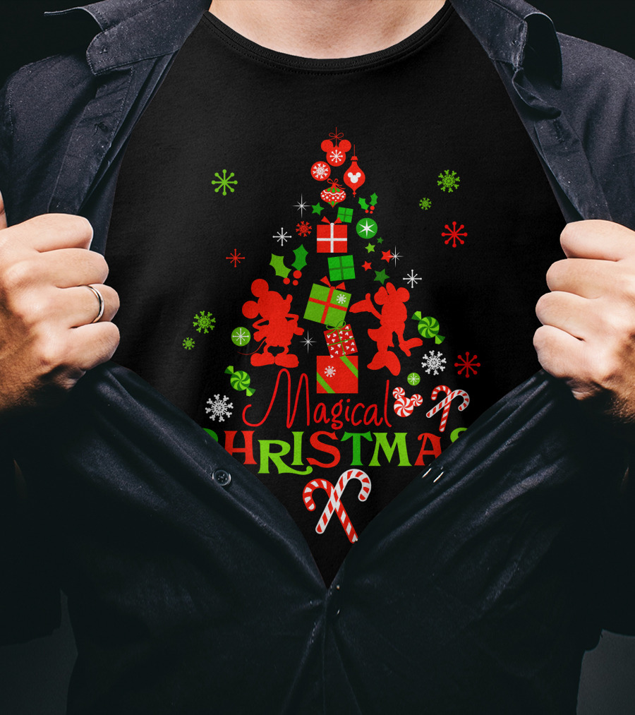 Magical Christmas Tree With Gifts And Candy Canes T-Shirt