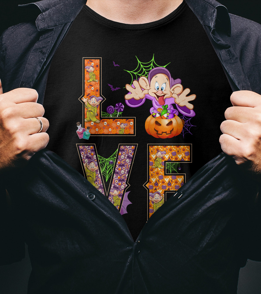 Love Halloween Dopey Pumpkin Spiderwebs T-Shirt