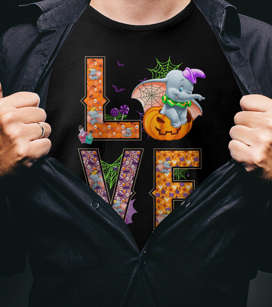Love Dumbo Halloween Pumpkin Spiderweb Costume T-Shirt