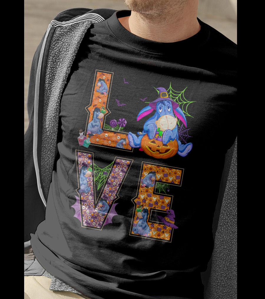 Eeyore Halloween Love Pumpkin Witch Hat Web T-Shirt