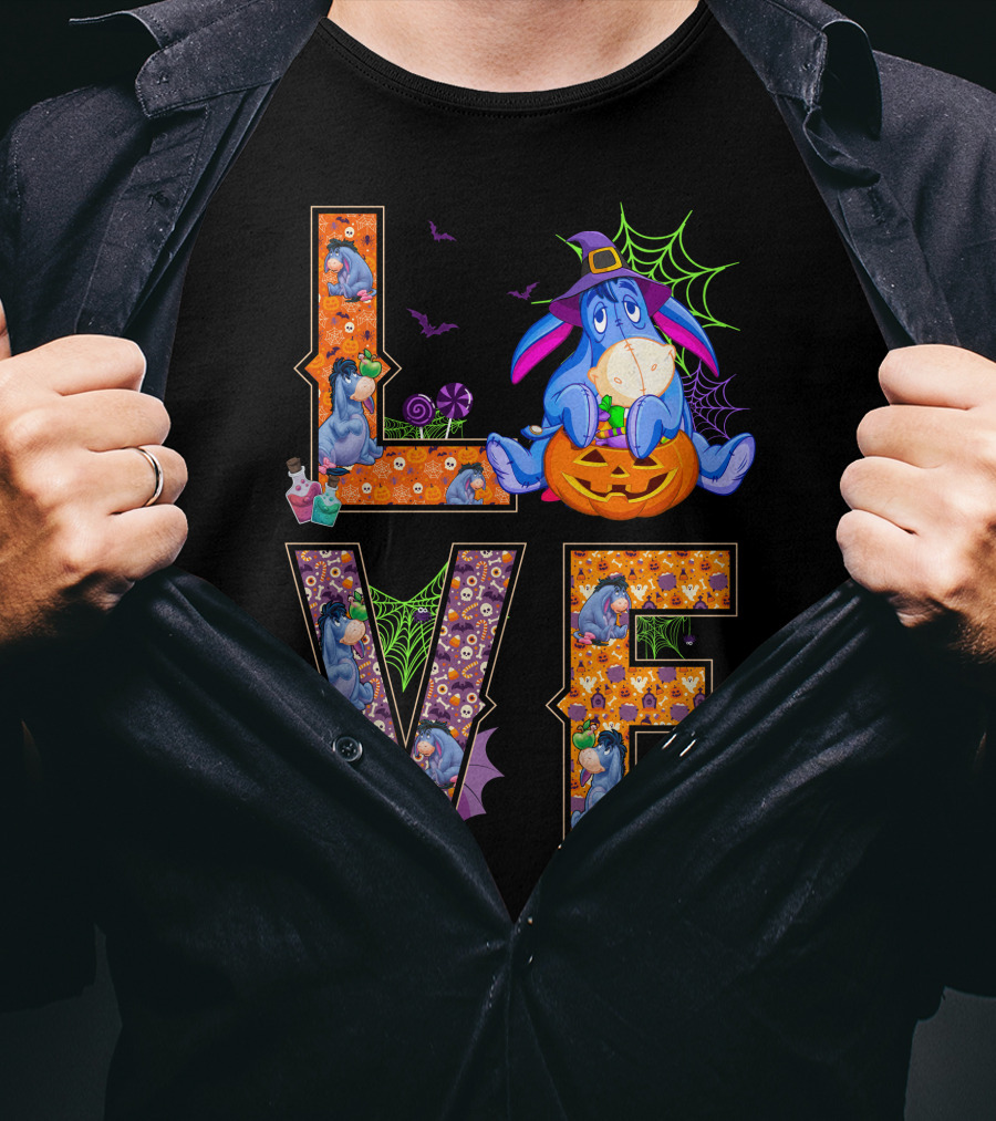 Eeyore Halloween Love Pumpkin Witch Hat Web T-Shirt