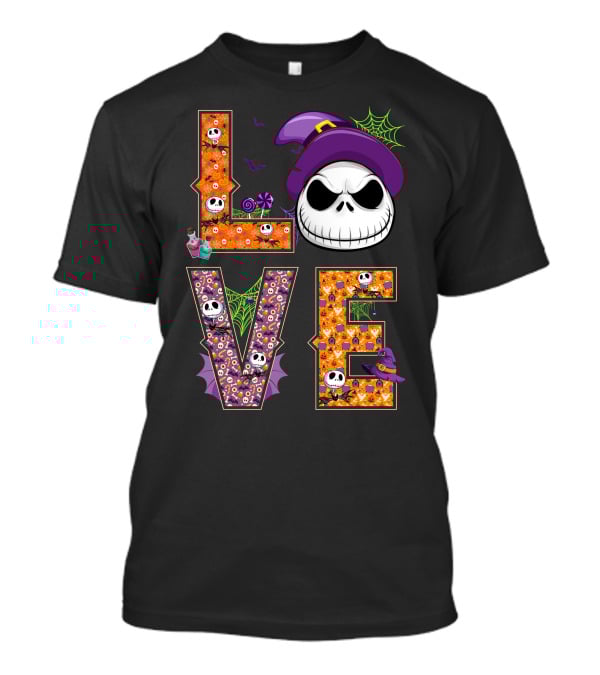 Jack Skellington Love Halloween Potion Hat Spider Webs T-Shirt