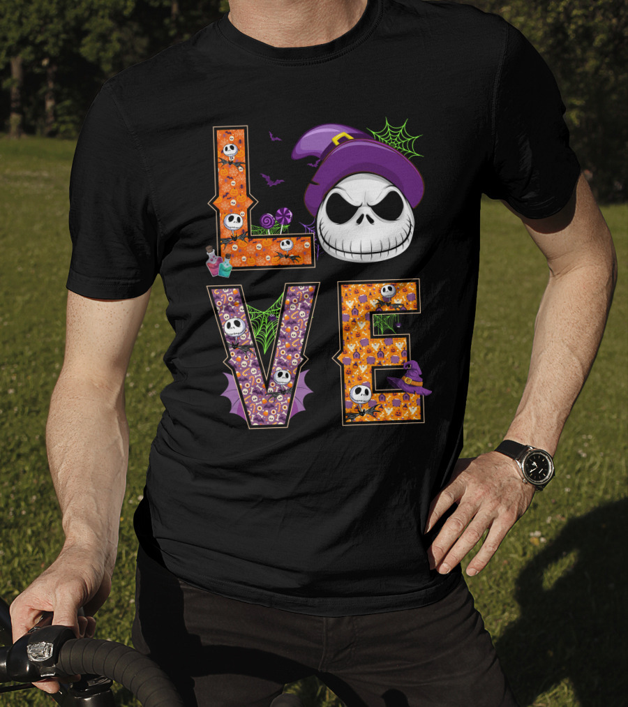 Jack Skellington Love Halloween Potion Hat Spider Webs T-Shirt