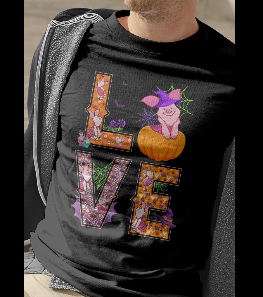 Love Piglet Halloween Pumpkin Costume Spiderwebs Potions T-Shirt