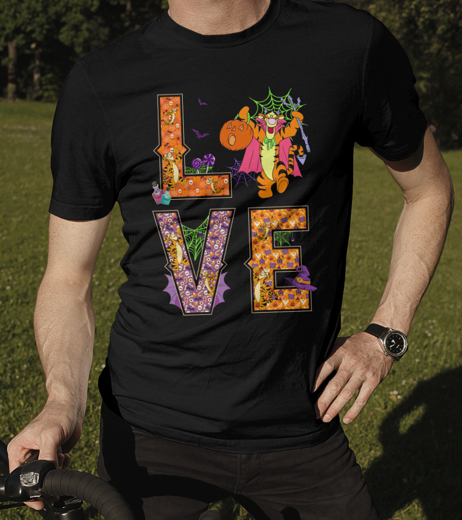 Tigger Halloween Love Pumpkin Costume Spiderwebs T-Shirt