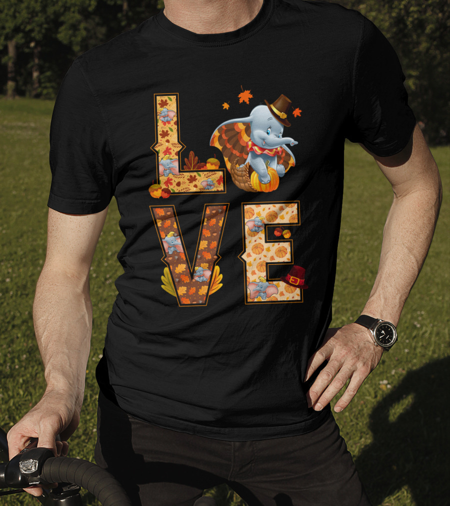 Love Dumbo Thanksgiving Autumn Theme T-Shirt