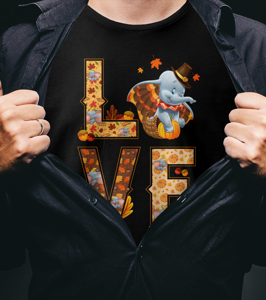 Love Dumbo Thanksgiving Autumn Theme T-Shirt