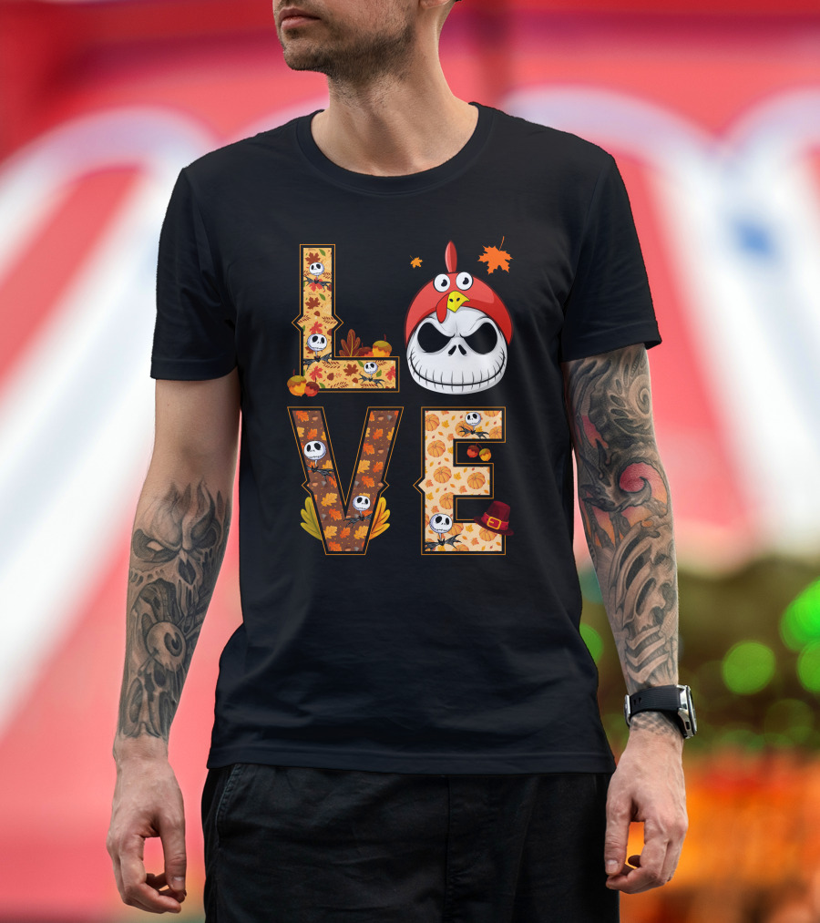Love Jack Skellington Fall Pumpkin Thanksgiving T-Shirt