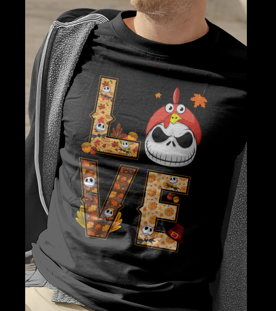Love Jack Skellington Fall Pumpkin Thanksgiving T-Shirt