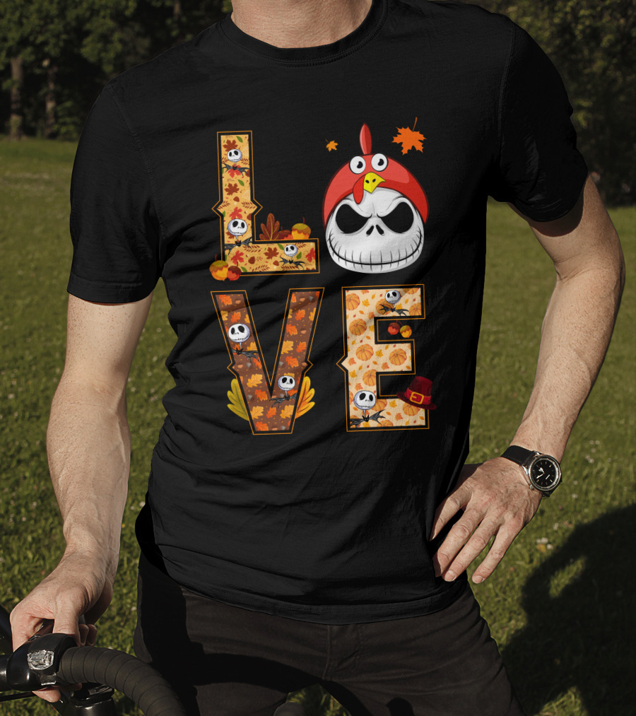 Love Jack Skellington Fall Pumpkin Thanksgiving T-Shirt