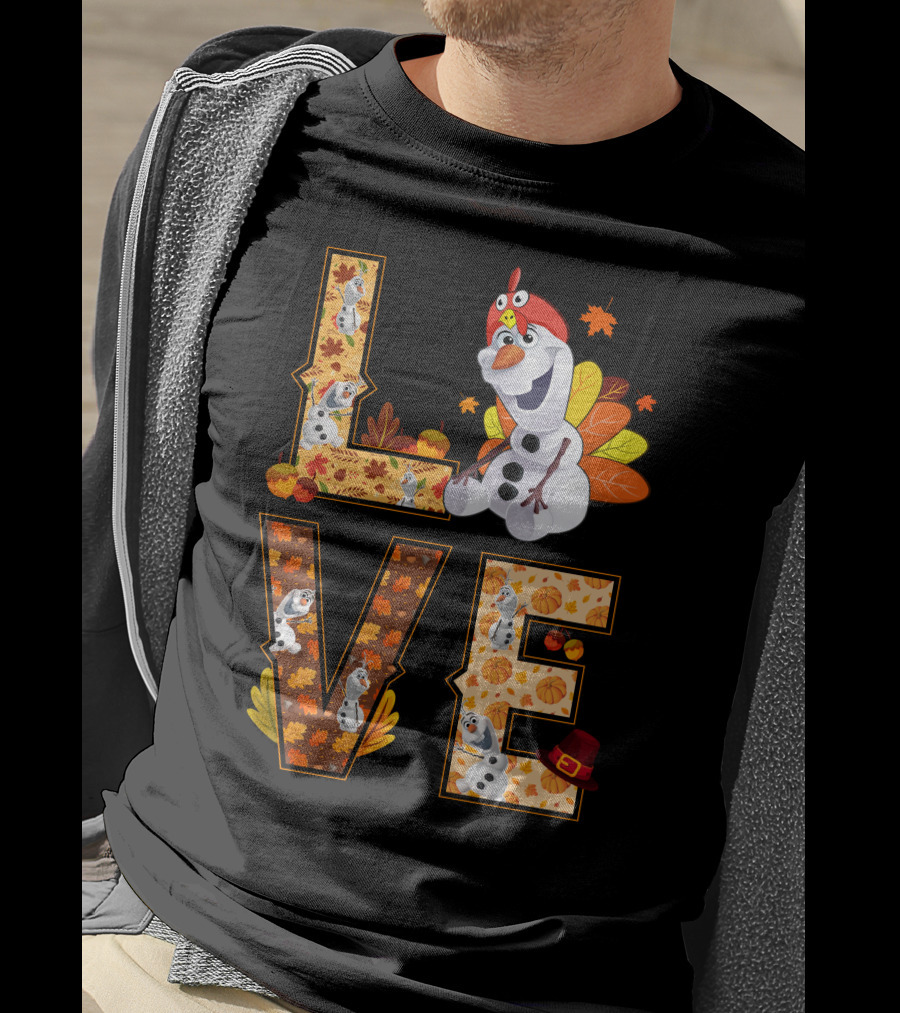 Love Olaf Thanksgiving Autumn Leaves Costume T-Shirt