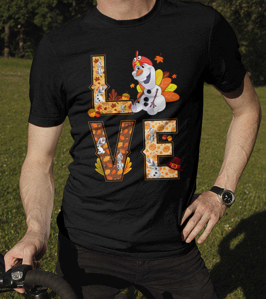 Love Olaf Thanksgiving Autumn Leaves Costume T-Shirt