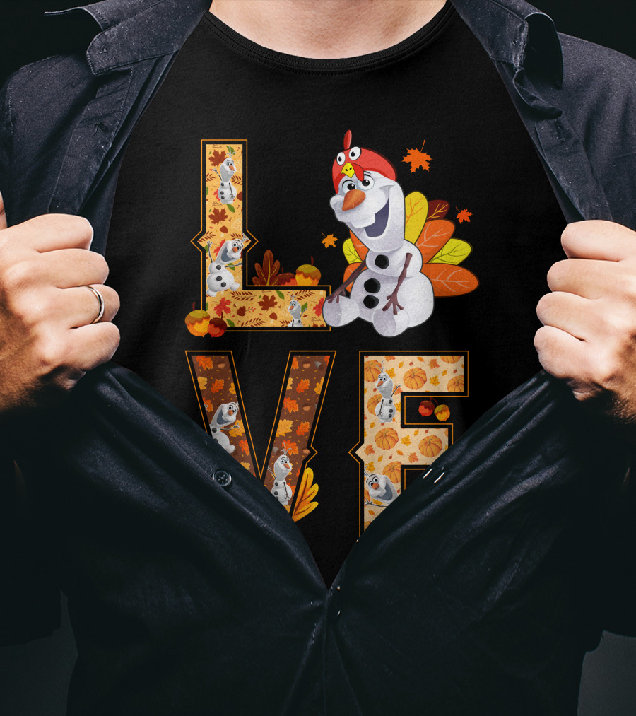 Love Olaf Thanksgiving Autumn Leaves Costume T-Shirt