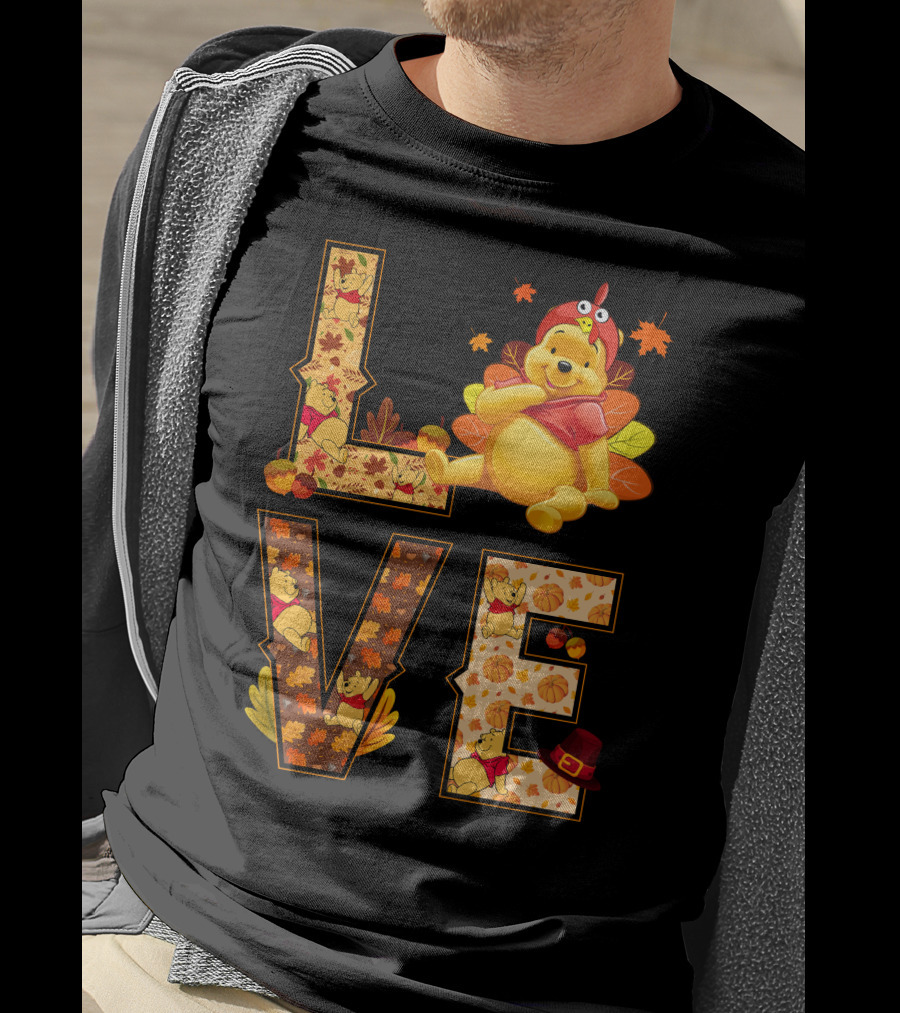 Love Pooh Fall Thanksgiving Theme T-Shirt