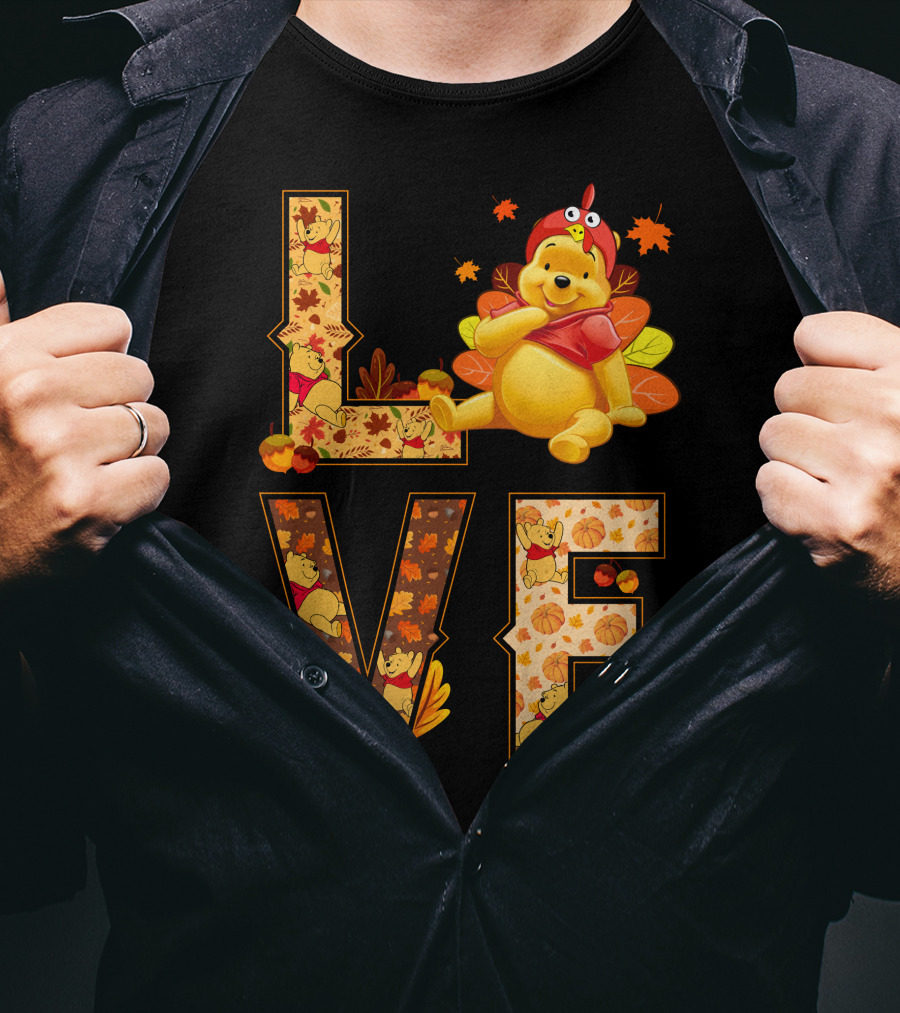 Love Pooh Fall Thanksgiving Theme T-Shirt