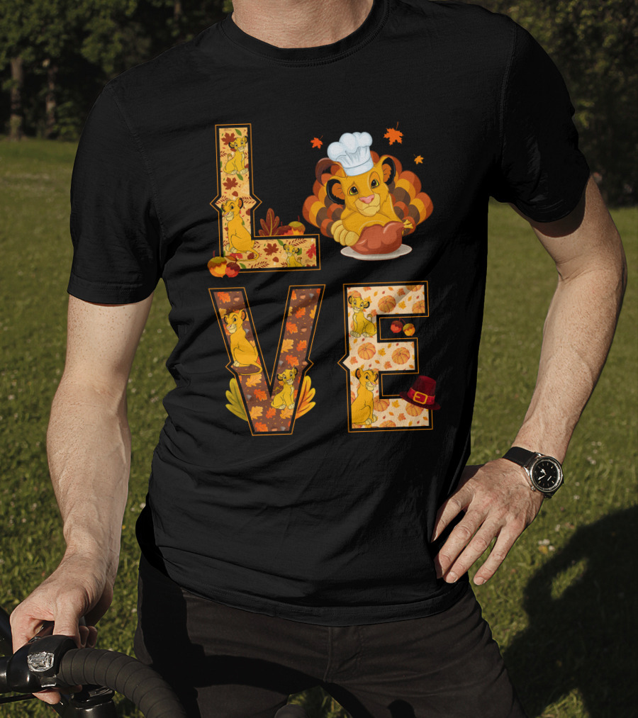 Love Simba Thanksgiving Chef Lion Leaf Pumpkin Hat T-Shirt