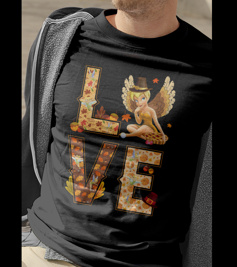 Love Tinkerbell Thanksgiving Autumn Theme T-Shirt