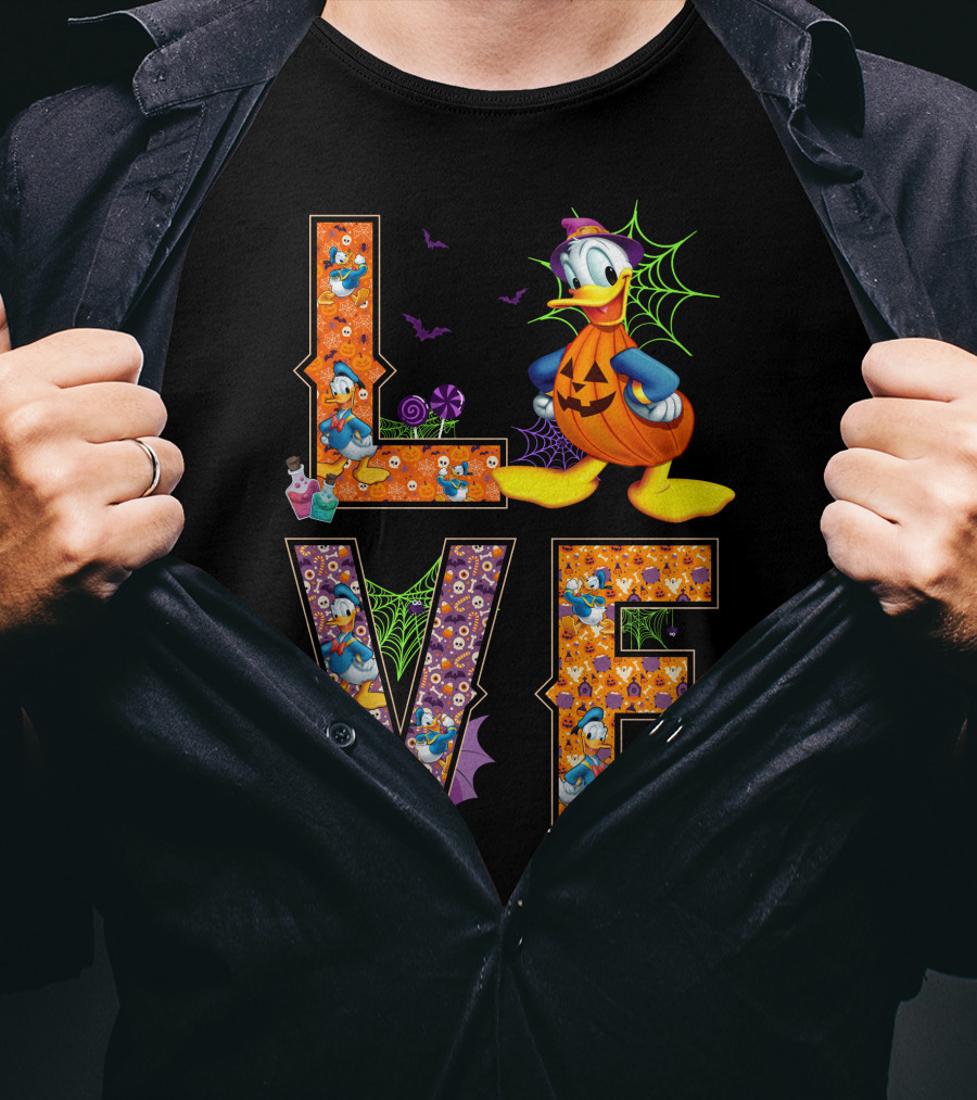 Donald Love Halloween Pumpkin Theme T-Shirt