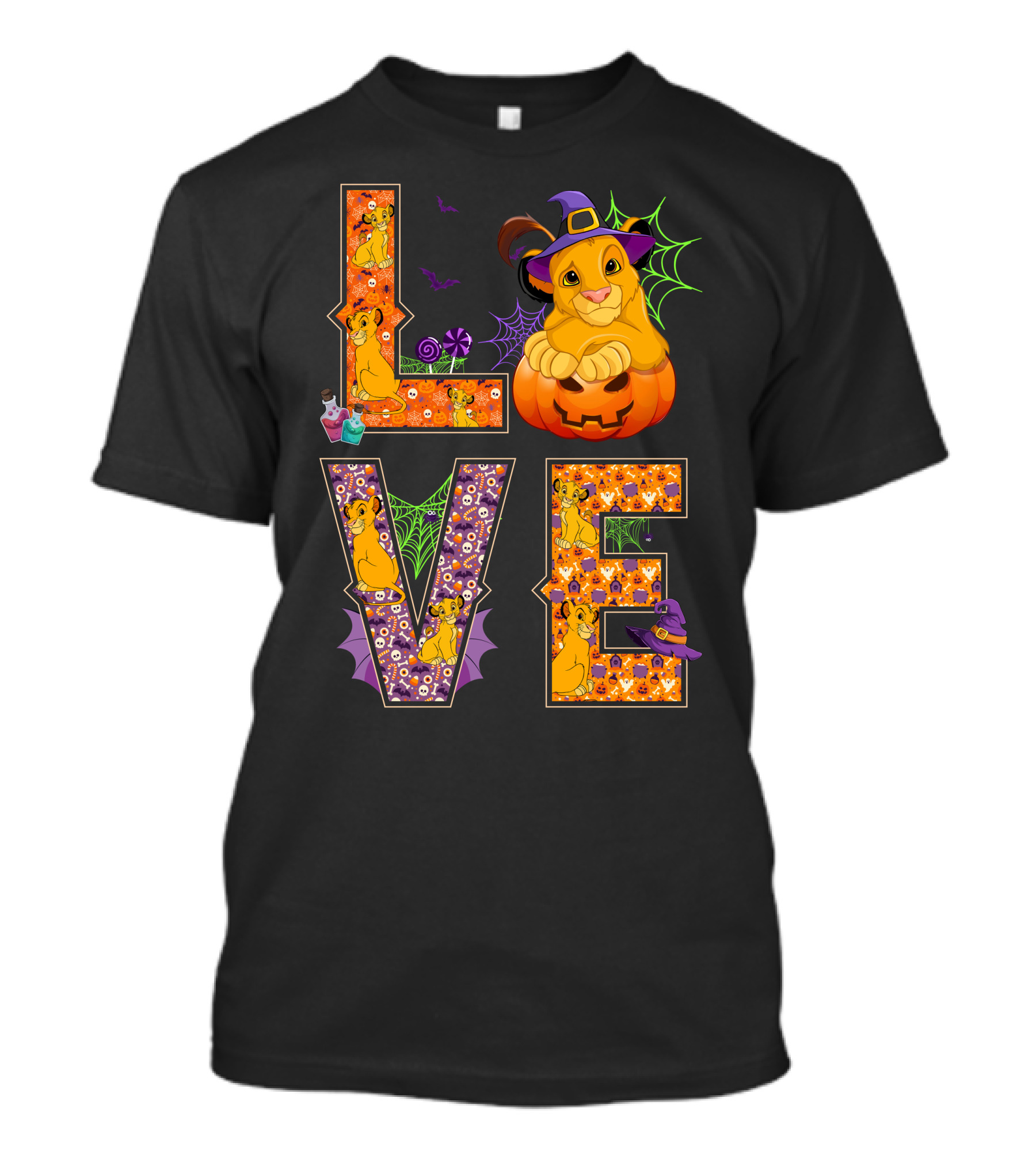 Love Halloween Simba Pumpkin Witch Hat T-Shirt