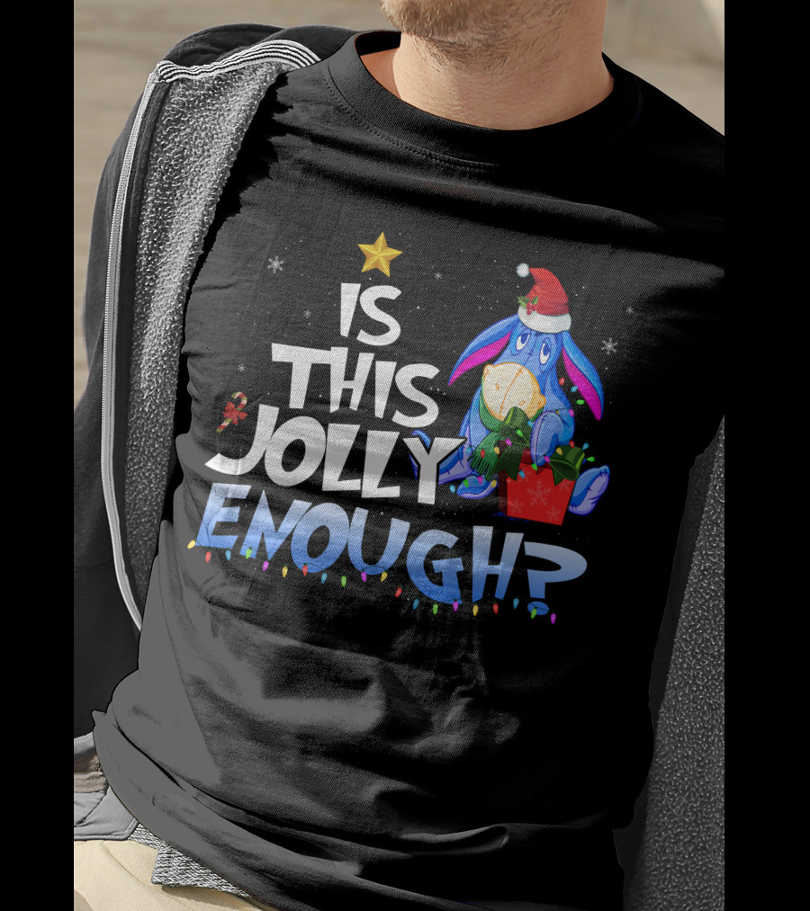 Eeyore Is This Jolly Enough Santa Christmas Lights T-Shirt