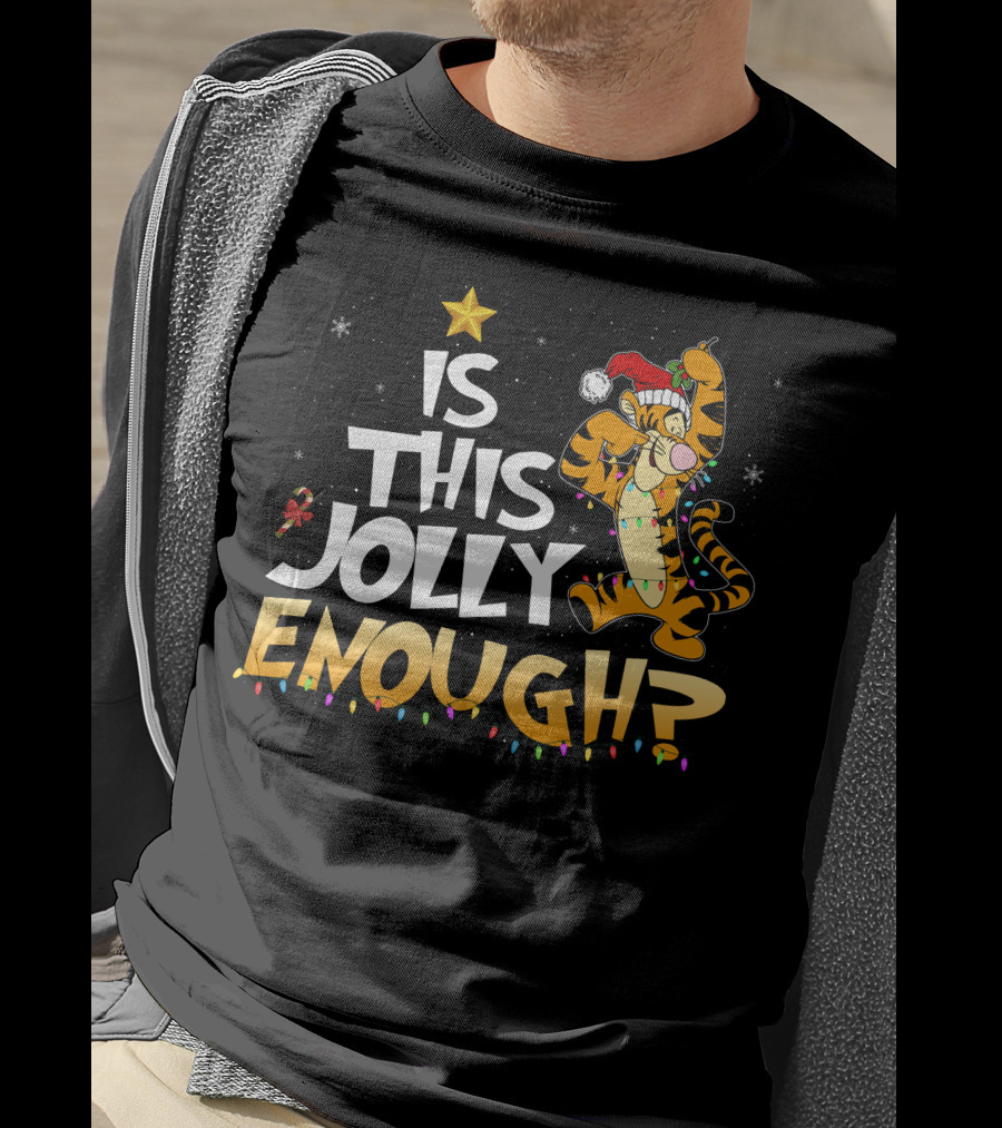 Is This Jolly Enough Tigger Christmas Santa Hat T-Shirt