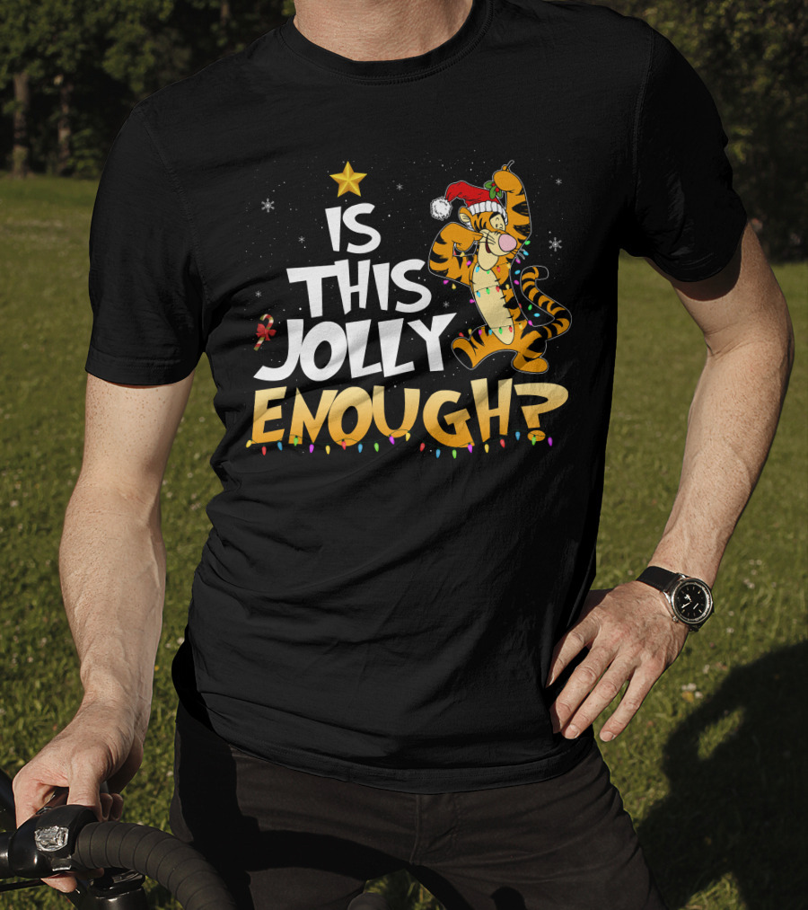 Is This Jolly Enough Tigger Christmas Santa Hat T-Shirt