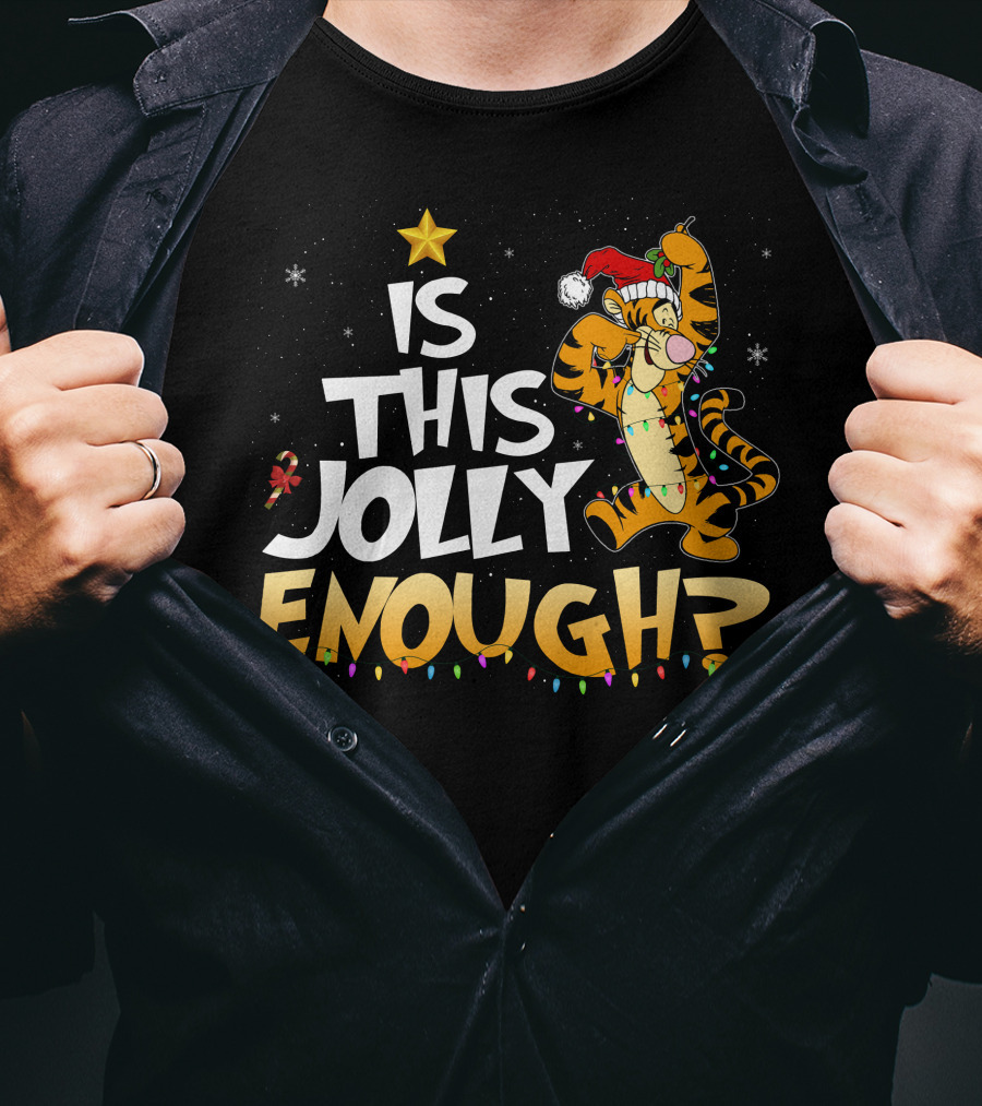 Is This Jolly Enough Tigger Christmas Santa Hat T-Shirt