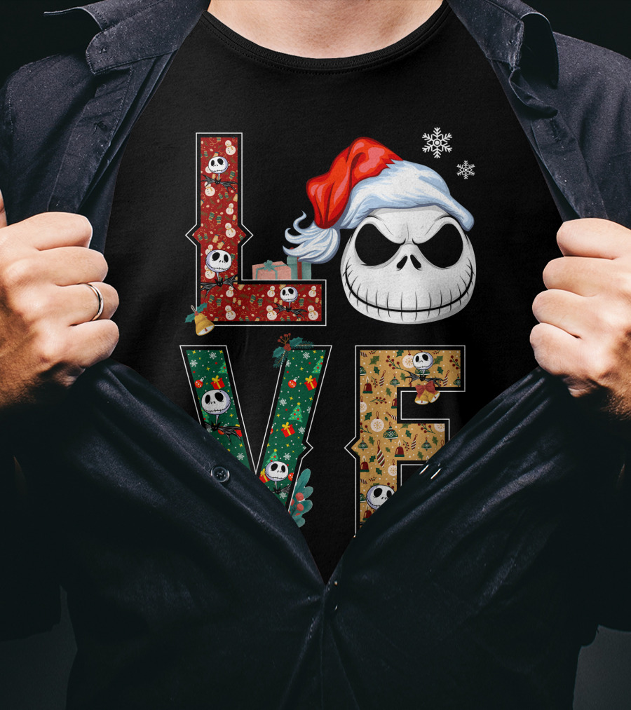 Love Jack Skellington Christmas Theme T-Shirt