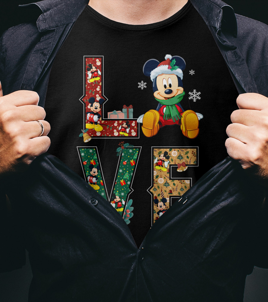 Mickey Mouse Christmas Love Holiday Festive Season T-Shirt