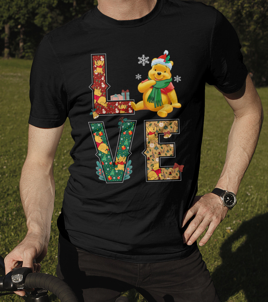 Winnie The Pooh Christmas Love Snowflakes Gifts Merry Holiday T-Shirt