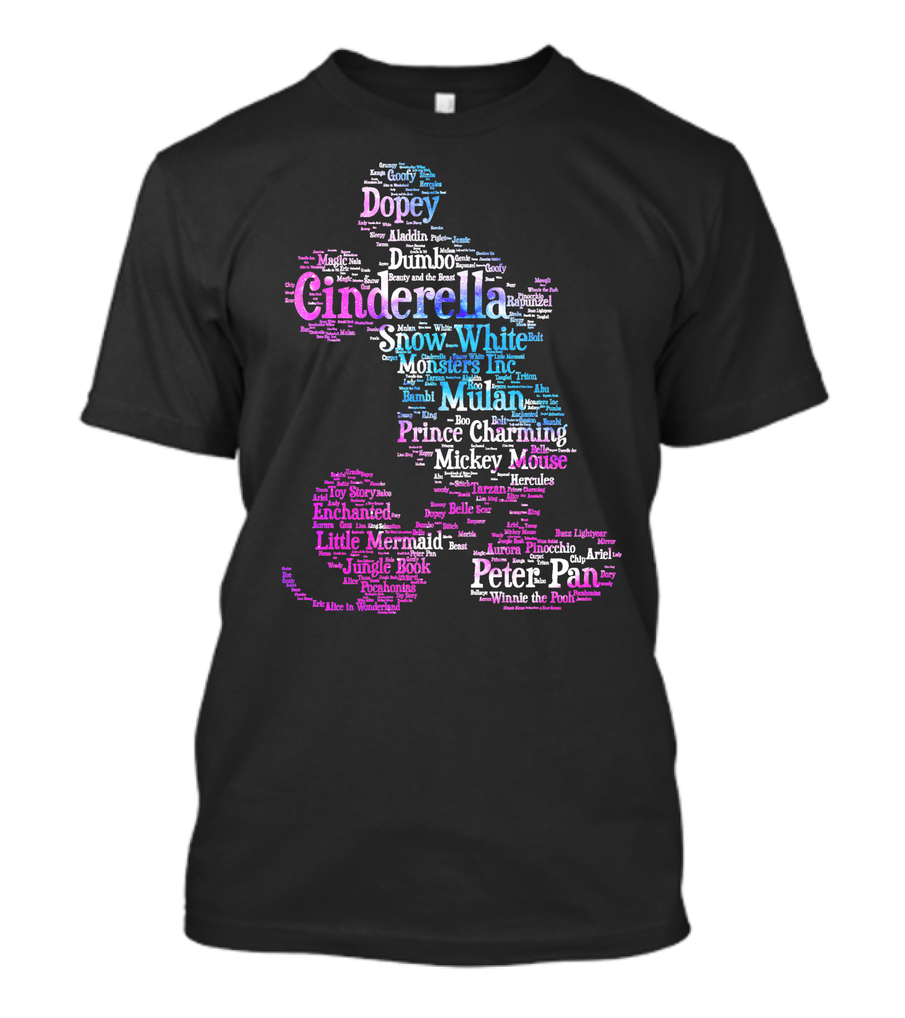 Cinderella Snow White Monsters Inc Mulan Mickey Mouse Peter Pan T-Shirt