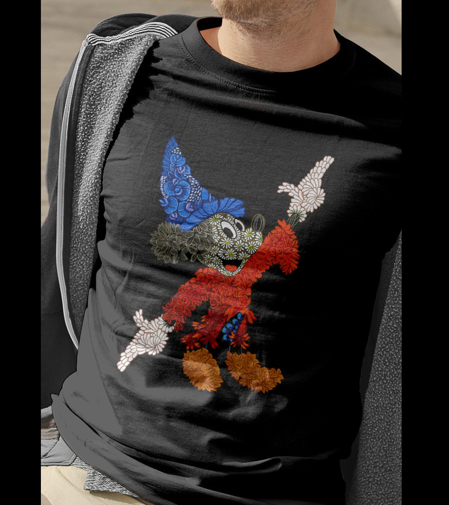 Sorcerer Mickey Floral Pattern Disney T-Shirt