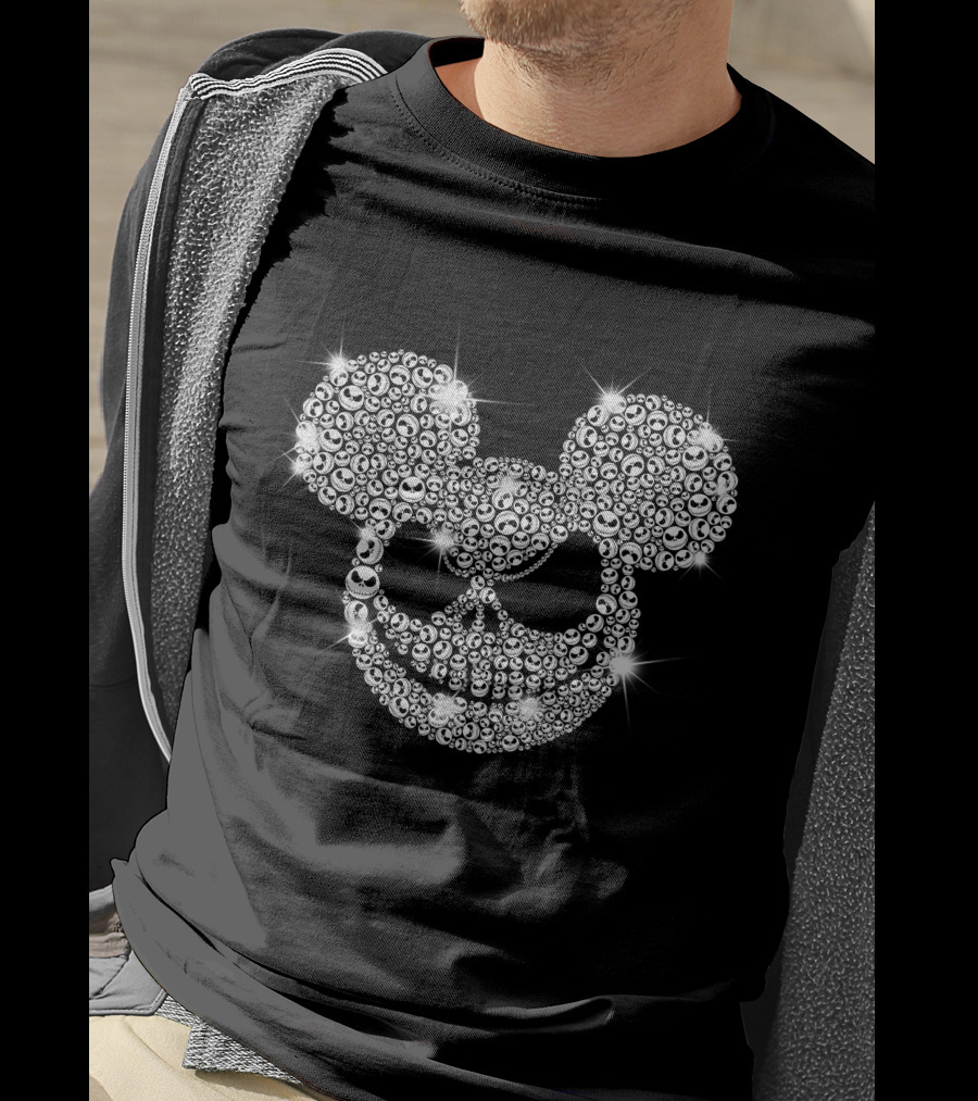 Jack Skellington Mickey Mouse Skull Crystal T-Shirt