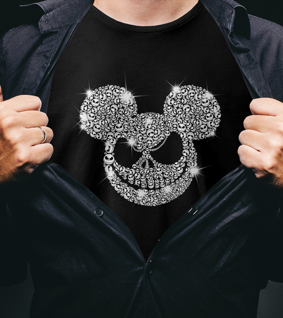 Jack Skellington Mickey Mouse Skull Crystal T-Shirt