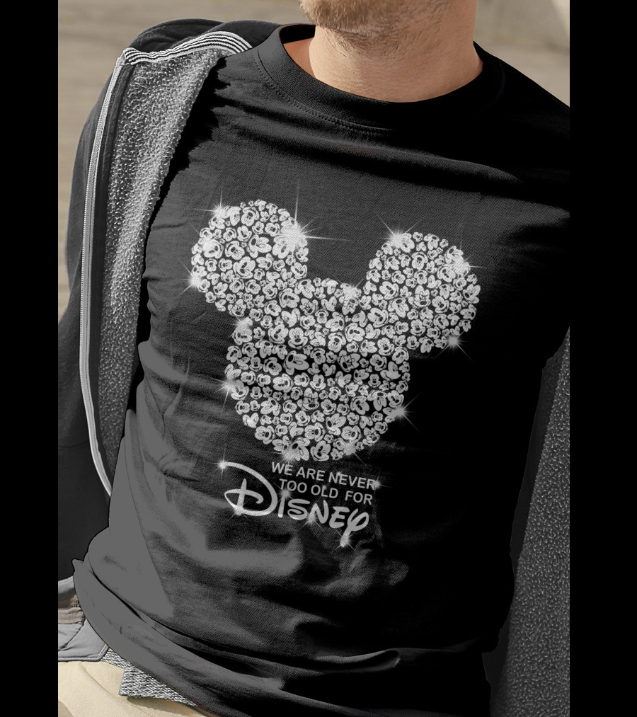 We Are Never Too Old For Disney Mickey Head Floral T-Shirt
