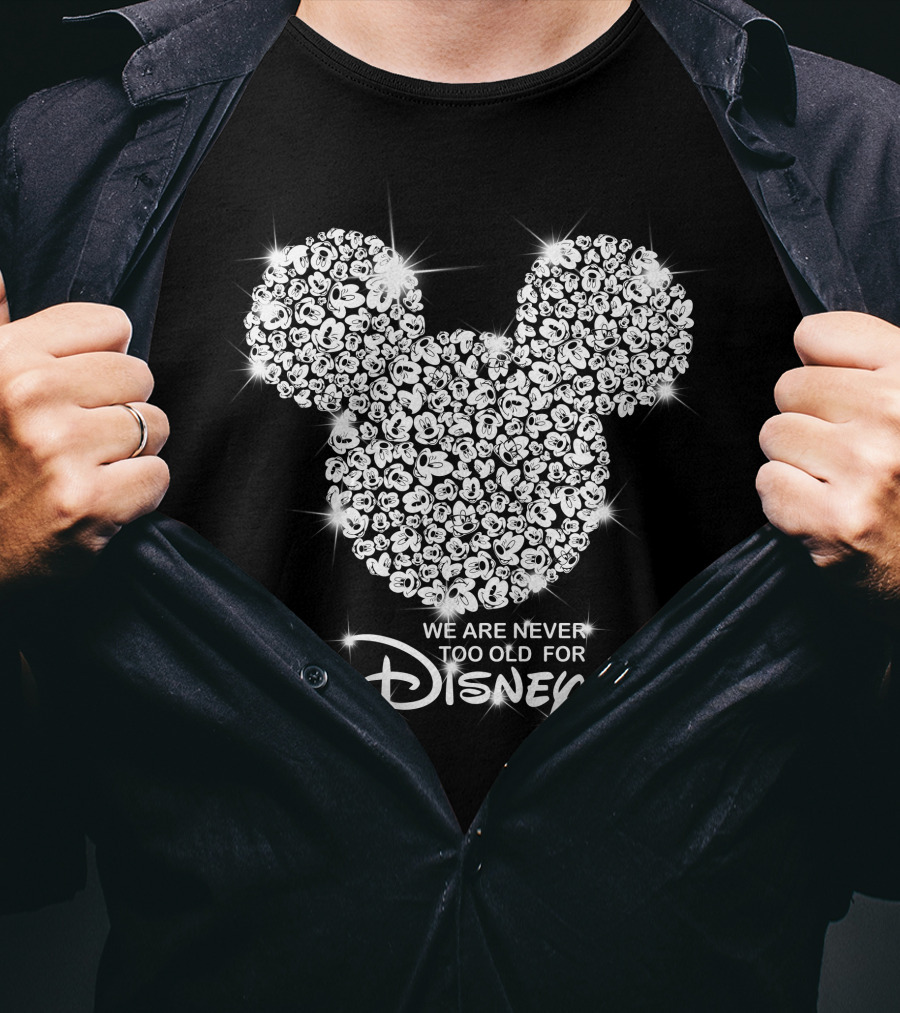 We Are Never Too Old For Disney Mickey Head Floral T-Shirt