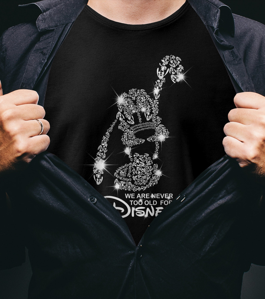 We Are Never Too Old For Disney Pluto Sparkle T-Shirt