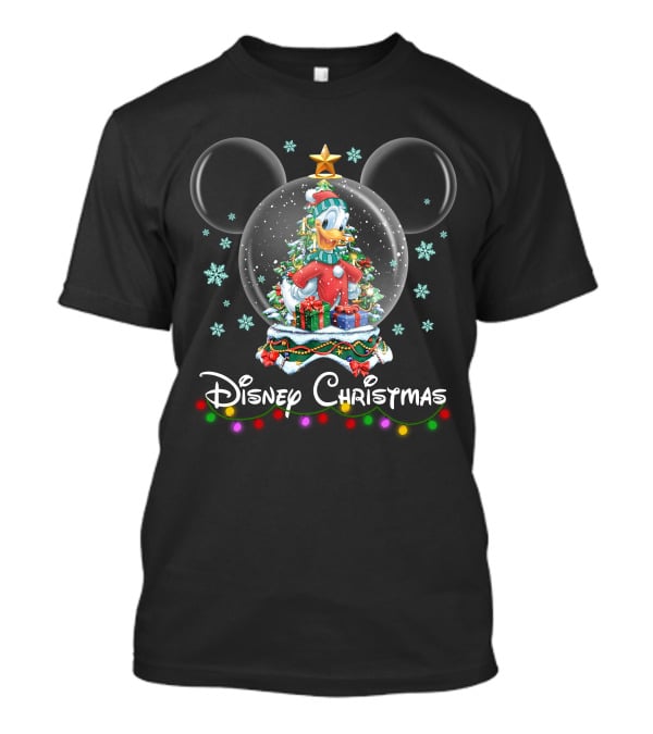 Disney Christmas Donald Duck Snow Globe T-Shirt