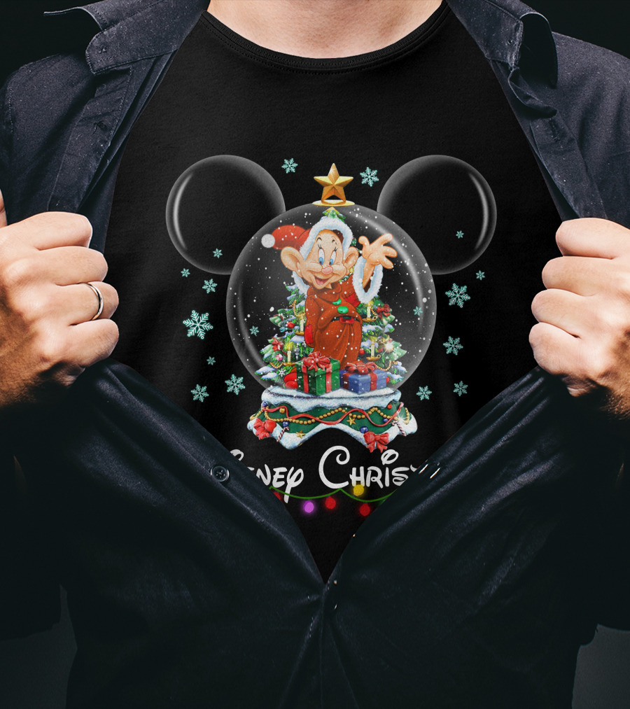 Disney Christmas Dopey Snow Globe Celebration T-Shirt