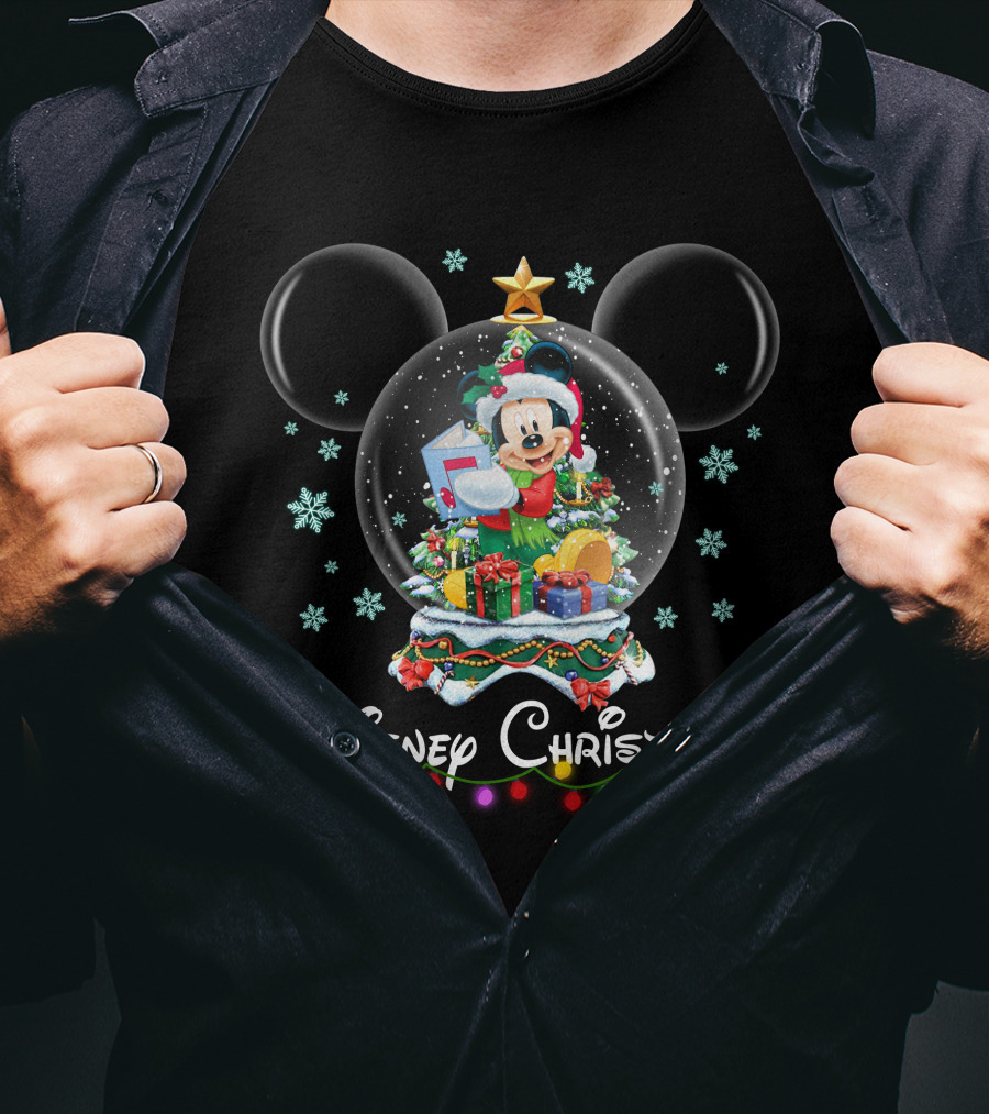 Disney Christmas Mickey Snow Globe T-Shirt