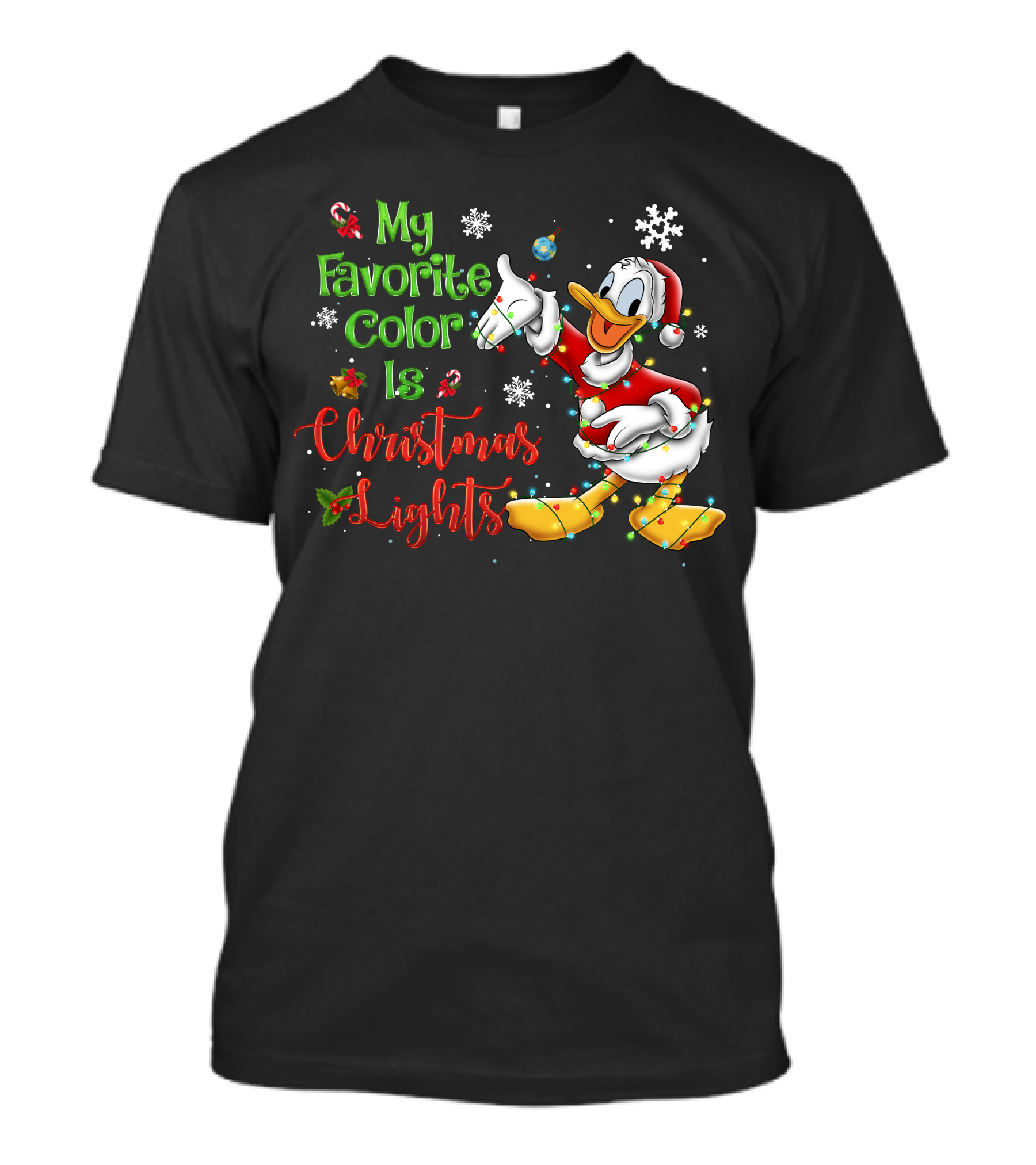 My Favorite Color Is Christmas Lights Donald Duck Snowflakes T-Shirt