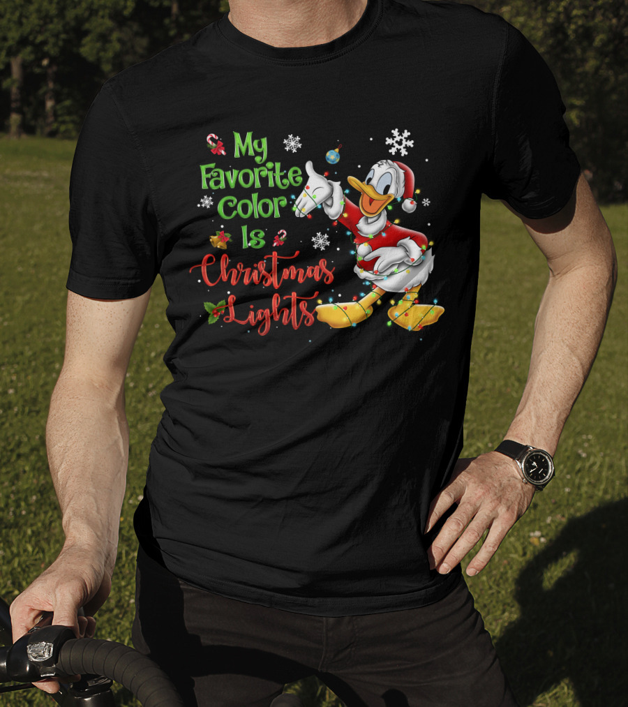 My Favorite Color Is Christmas Lights Donald Duck Snowflakes T-Shirt