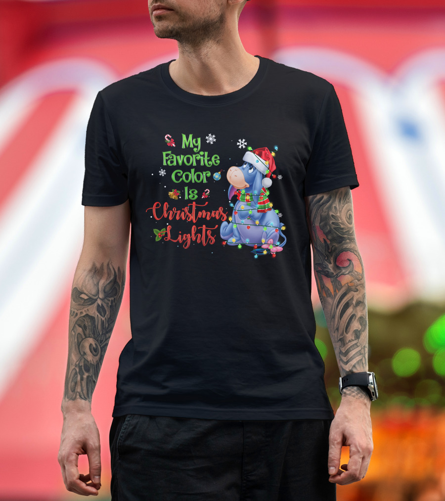 My Favorite Color Is Christmas Lights Eeyore Holiday Theme T-Shirt