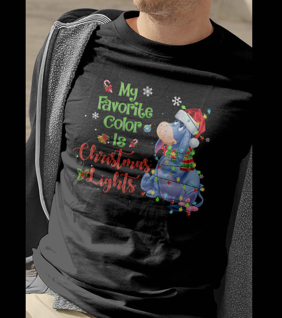 My Favorite Color Is Christmas Lights Eeyore Holiday Theme T-Shirt