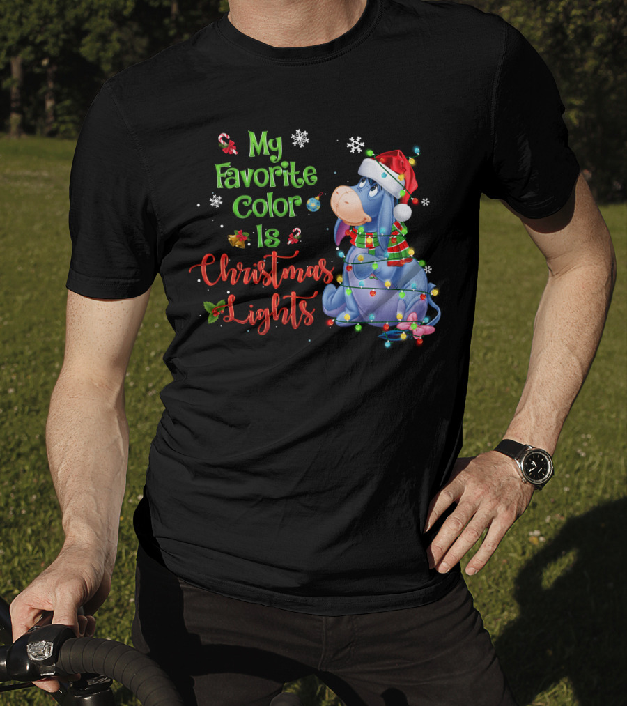 My Favorite Color Is Christmas Lights Eeyore Holiday Theme T-Shirt