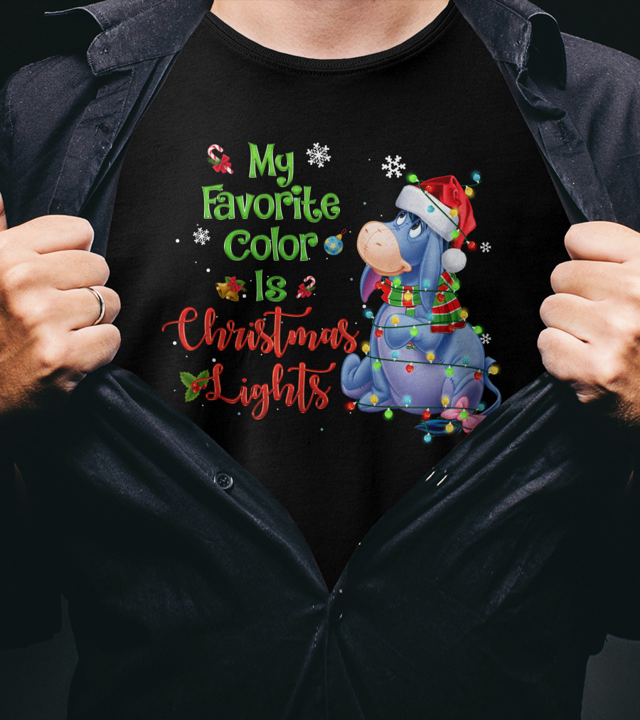 My Favorite Color Is Christmas Lights Eeyore Holiday Theme T-Shirt