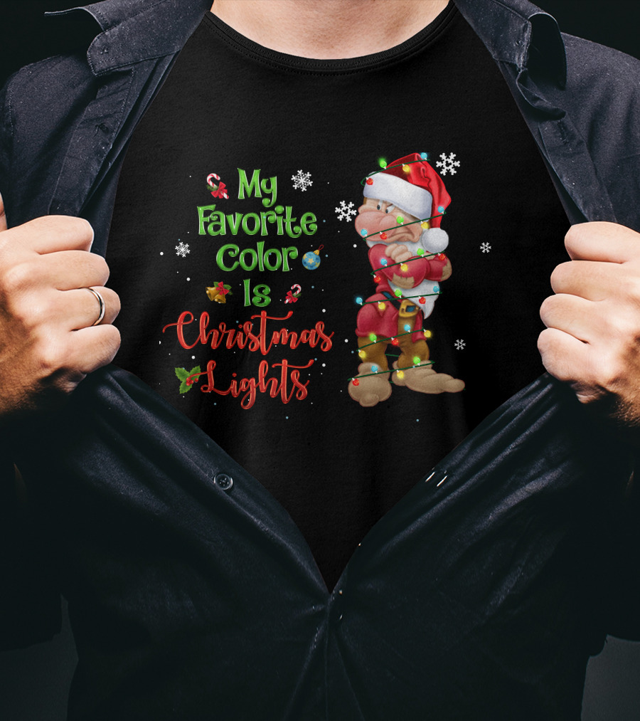 My Favorite Color Is Christmas Lights Grumpy T-Shirt