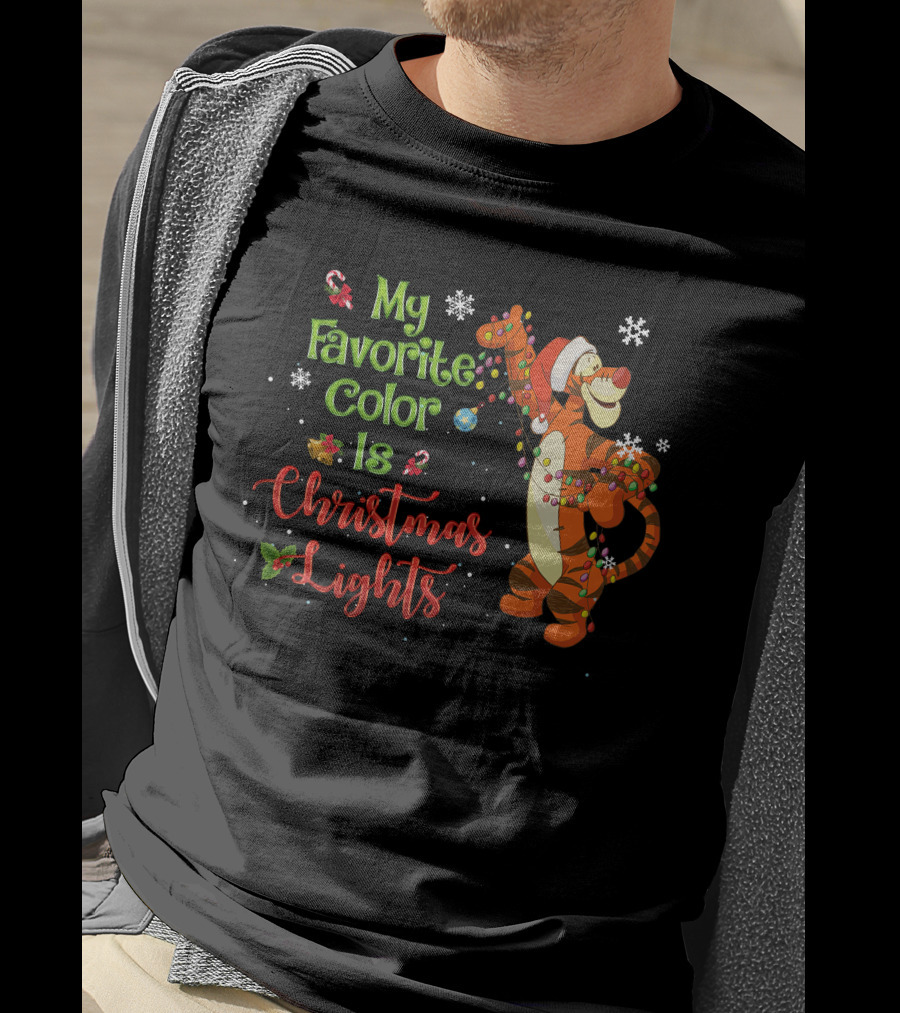 My Favorite Color Is Christmas Lights Tigger T-Shirt