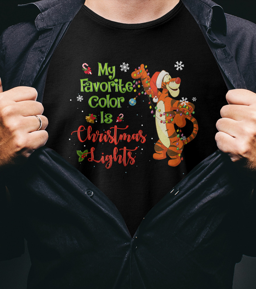 My Favorite Color Is Christmas Lights Tigger T-Shirt